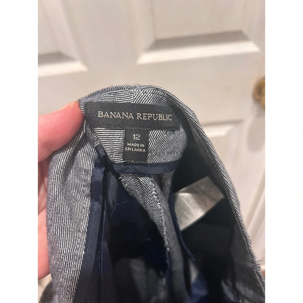 Banana Republic Avery Blue Linen Blend Straight Leg Dress Pants Womens Size 12